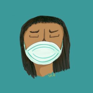 woman with protective face mask illustration
